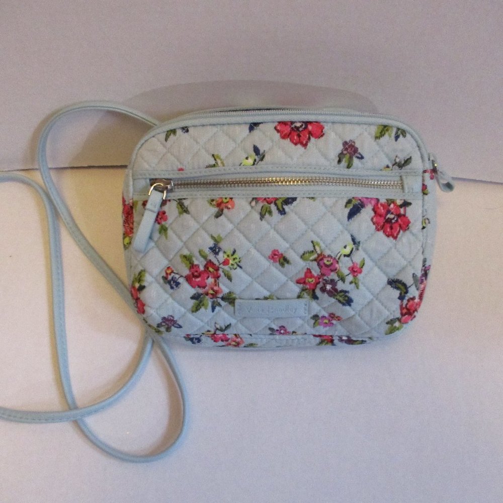 Vera Bradley Mix Print Shoulder Small Bag Blue Floral Color Size 6 X 8 Handbag